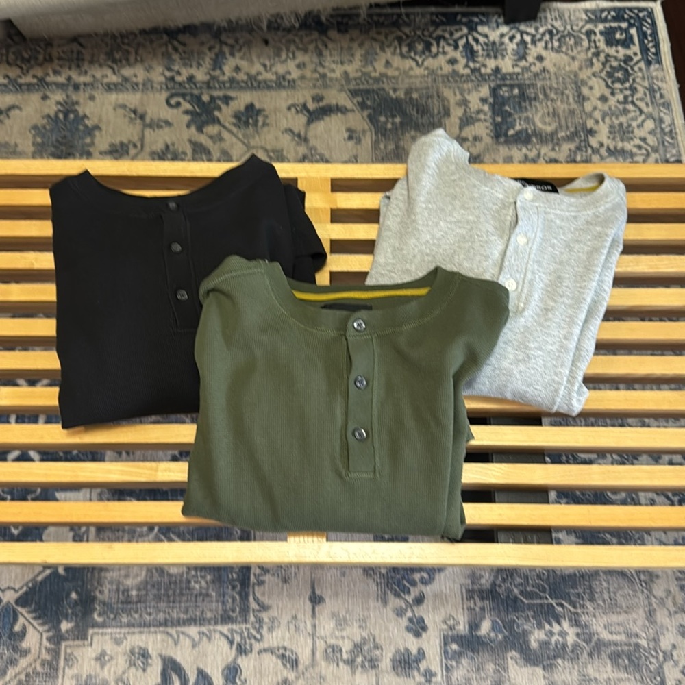 BUNDLE 3 Bonobos Henley Long Sleeve Shirts